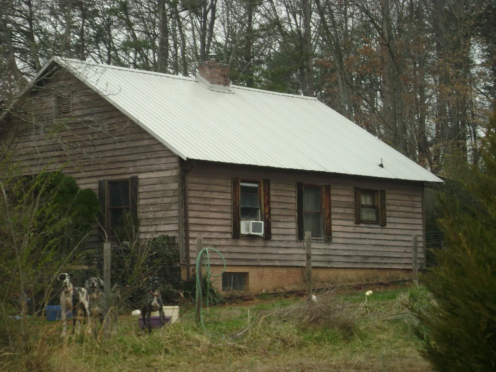 White metal roof on an old wood sided farmhouse, from a Metal Roof Installation job in Delta